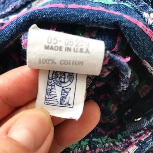 Vintage Oshkosh embroidered floral denim dress 6X - Picture 6 of 8